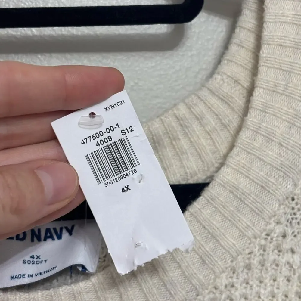 NWT Old Navy SoSoft Crew-Neck Tunic Sweater in Off White / Cream - Size 4X